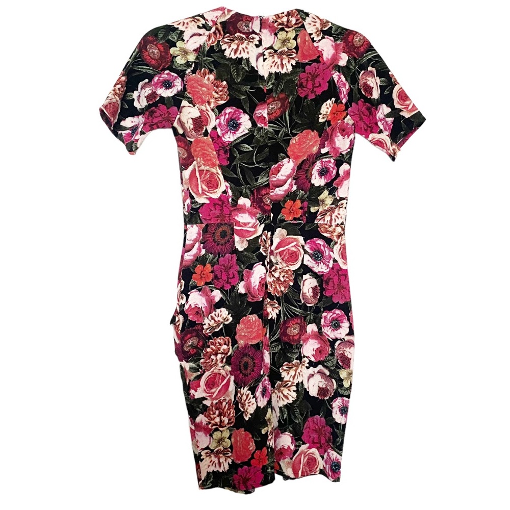ASOS Floral Print Pencil Dress Peplum Hem Size 2 Party Valentine's Day